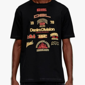 Diesel Black T-shirt with mixed logo prints